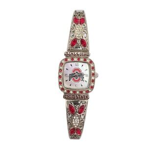 RARE Ohio State Buckeyes Jeweled Ladies Watch Red Crystal Bracelet Japan Quartz